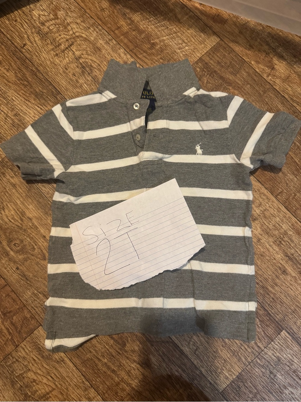 Ralph Lauren Gray & White Striped Polo - Kids